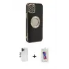 ieg™ iPhone 12 Pro Max Kılıf İz Form Serisi - Siyah Joko 5D Cam + Shine Kamera Lens - LT