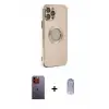 ieg™ iPhone 12 Pro Max Kılıf İz Form Serisi - Siyah Joko Magic 5D Cam + Neon Fosforlu Kamera Lens - TU