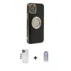 ieg™ iPhone 12 Pro Max Kılıf İz Form Serisi - Siyah Joko Magic 5D Cam + Shine Kamera Lens - LT