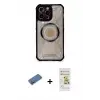 ieg™ iPhone 12 Pro Max Kılıf Kutup Modern - Siyah Mat Seramik Nano Ekran Koruyucu + Shine Kamera Lens Koruma Cam - GD