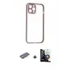 ieg™ iPhone 12 Pro Max Kılıf Nova Asil Özel Seri - Şeffaf Temperli Cam Ekran Koruyucu + Renkli Kamera Lens Koruma Cam - TU