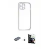 ieg™ iPhone 12 Pro Max Kılıf Nova Asil Özel Seri - Şeffaf Temperli Cam Ekran Koruyucu + Renkli Kamera Lens Koruma Cam - PE