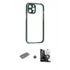 ieg™ iPhone 12 Pro Max Kılıf Nova Asil Özel Seri - Şeffaf Temperli Cam Ekran Koruyucu + Renkli Kamera Lens Koruma Cam - SI