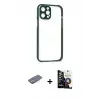 ieg™ iPhone 12 Pro Max Kılıf Nova Asil Özel Seri - Şeffaf Temperli Cam Ekran Koruyucu + Renkli Kamera Lens Koruma Cam - PE