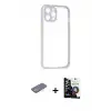 ieg™ iPhone 12 Pro Max Kılıf Nova Asil Özel Seri - Şeffaf Temperli Cam Ekran Koruyucu + Renkli Kamera Lens Koruma Cam - SI