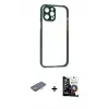 ieg™ iPhone 12 Pro Max Kılıf Nova Asil Özel Seri - Şeffaf Temperli Cam Ekran Koruyucu + Renkli Kamera Lens Koruma Cam - TU