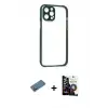 ieg™ iPhone 12 Pro Max Kılıf Nova Asil Özel Seri - Şeffaf Temperli Cam Ekran Koruyucu + Shine Kamera Lens Koruma Cam - GD