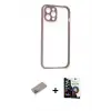 ieg™ iPhone 12 Pro Max Kılıf Nova Asil Özel Seri - Şeffaf Temperli Cam Ekran Koruyucu + Shine Kamera Lens Koruma Cam - SABE
