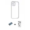 ieg™ iPhone 12 Pro Max Kılıf Nova Asil Özel Seri - Şeffaf Uv Polymer Nano Ekran Koruyucu + Shine Kamera Lens Koruma Cam - GD