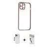 ieg™ iPhone 12 Pro Max Kılıf Nova Asil Özel Seri - Şeffaf Uv Polymer Nano Ekran Koruyucu + Shine Kamera Lens - LT