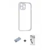 ieg™ iPhone 12 Pro Max Kılıf Nova Asil Özel Seri - Şeffaf Uv Polymer Nano Ekran Koruyucu + Shine Kamera Lens Koruma Cam - MI