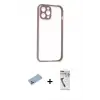 ieg™ iPhone 12 Pro Max Kılıf Nova Asil Özel Seri - Şeffaf Uv Polymer Nano Ekran Koruyucu + Shine Kamera Lens Koruma Cam - MI