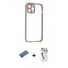 ieg™ iPhone 12 Pro Max Kılıf Nova Asil Özel Seri - Şeffaf Uv Polymer Nano Ekran Koruyucu + Shine Kamera Lens Koruma Cam - GD