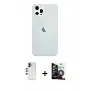 ieg™ iPhone 12 Pro Max Kılıf Nova Çizgi - Şeffaf Temperli Cam Ekran Koruyucu + Shine Kamera Lens - GD