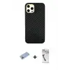 ieg™ iPhone 12 Pro Max Kılıf Nova Çizgi - Şeffaf Uv Polymer Nano Ekran Koruyucu + Shine Kamera Lens Koruma Cam - MI