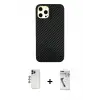 ieg™ iPhone 12 Pro Max Kılıf Nova Çizgi - Şeffaf Uv Polymer Nano Ekran Koruyucu + Shine Kamera Lens - LT