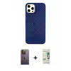 ieg™ iPhone 12 Pro Max Kılıf Nova Çizgi - Siyah 20D Premium Cam Ekran Koruyucu + Neon Fosforlu Kamera Lens - SI