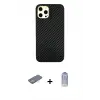 ieg™ iPhone 12 Pro Max Kılıf Nova Çizgi - Siyah Joko Magic 5D Cam + Renkli Kamera Lens Koruma Cam - SI