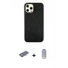ieg™ iPhone 12 Pro Max Kılıf Nova Çizgi - Siyah Joko Magic 5D Cam + Renkli Kamera Lens Koruma Cam - TU
