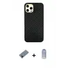 ieg™ iPhone 12 Pro Max Kılıf Nova Çizgi - Siyah Joko Magic 5D Cam + Shine Kamera Lens Koruma Cam - SH