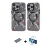 ieg™ iPhone 12 Pro Max Kılıf Nova Doku Koleksiyonu - Siyah 3D Antistatik Cam Ekran Koruyucu + Renkli Kamera Lens Koruma Cam - TU