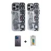 ieg™ iPhone 12 Pro Max Kılıf Nova Doku Koleksiyonu - Siyah Polymer Nano Ekran Koruyucu + Neon Fosforlu Kamera Lens - MI