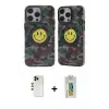 ieg™ iPhone 12 Pro Max Kılıf Nova Doku Koleksiyonu - Siyah Polymer Nano Ekran Koruyucu + Shine Kamera Lens - GD