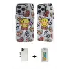 ieg™ iPhone 12 Pro Max Kılıf Nova Doku Koleksiyonu - Siyah Polymer Nano Ekran Koruyucu + Shine Kamera Lens - GD