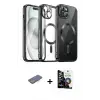ieg™ iPhone 12 Pro Max Kılıf Nova Işık Özel Seri - Şeffaf Temperli Cam Ekran Koruyucu + Renkli Kamera Lens Koruma Cam - MI