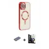 ieg™ iPhone 12 Pro Max Kılıf Nova Işık Özel Seri - Şeffaf Temperli Cam Ekran Koruyucu + Renkli Kamera Lens Koruma Cam - MI