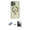 ieg™ iPhone 12 Pro Max Kılıf Nova Işık Özel Seri - Şeffaf Temperli Cam Ekran Koruyucu + Shine Kamera Lens Koruma Cam - GS