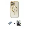 ieg™ iPhone 12 Pro Max Kılıf Nova Işık Özel Seri - Şeffaf Temperli Cam Ekran Koruyucu + Shine Kamera Lens Koruma Cam - GS