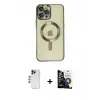 ieg™ iPhone 12 Pro Max Kılıf Nova Işık Özel Seri - Şeffaf Temperli Cam Ekran Koruyucu + Shine Kamera Lens - LT