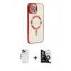 ieg™ iPhone 12 Pro Max Kılıf Nova Işık Özel Seri - Şeffaf Temperli Cam Ekran Koruyucu + Shine Kamera Lens - LT