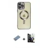 ieg™ iPhone 12 Pro Max Kılıf Nova Işık Özel Seri - Şeffaf Temperli Cam Ekran Koruyucu + Shine Kamera Lens Koruma Cam - GS