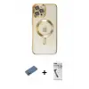 ieg™ iPhone 12 Pro Max Kılıf Nova Işık Özel Seri - Şeffaf Uv Polymer Nano Ekran Koruyucu + Shine Kamera Lens Koruma Cam - GD