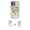 ieg™ iPhone 12 Pro Max Kılıf Nova Işık Özel Seri - Şeffaf Uv Polymer Nano Ekran Koruyucu + Shine Kamera Lens - LT