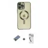 ieg™ iPhone 12 Pro Max Kılıf Nova Işık Özel Seri - Şeffaf Uv Polymer Nano Ekran Koruyucu + Shine Kamera Lens Koruma Cam - SH