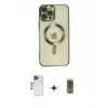 ieg™ iPhone 12 Pro Max Kılıf Nova Işık Özel Seri - Siyah Joko Magic 5D Hayalet Cam + Shine Kamera Lens - LT