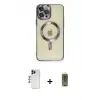 ieg™ iPhone 12 Pro Max Kılıf Nova Işık Özel Seri - Siyah Joko Magic 5D Hayalet Cam + Shine Kamera Lens - LT