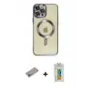 ieg™ iPhone 12 Pro Max Kılıf Nova Işık Özel Seri - Siyah Polymer Nano Ekran Koruyucu + Shine Kamera Lens Koruma Cam - SABE
