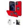 ieg™ iPhone 12 Pro Max Kılıf Odak Form Prime - Şeffaf Temperli Cam Ekran Koruyucu + Shine Kamera Lens - LT