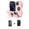 ieg™ iPhone 12 Pro Max Kılıf Odak Form Prime - Siyah 3D Antistatik Hayalet Cam Ekran Koruyucu + Neon Fosforlu Kamera Lens - TU