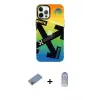 ieg™ iPhone 12 Pro Max Kılıf Siluet Çizgi Koleksiyonu - Siyah Joko Magic 5D Cam + Shine Kamera Lens Koruma Cam - PE