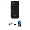 ieg™ iPhone 12 Pro Max Kılıf Vadi Çizgi Prime - Siyah 34D Izgaralı Cam + Shine Kamera Lens Koruma Cam - MI