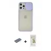 ieg™ iPhone 12 Pro Max Kılıf Vadi Çizgi - Siyah Mat Seramik Nano Ekran Koruyucu + Renkli Kamera Lens Koruma Cam - MI