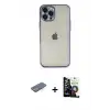 ieg™ iPhone 12 Pro Max Kılıf Vadi Minimal - Şeffaf Temperli Cam Ekran Koruyucu + Renkli Kamera Lens Koruma Cam - MI