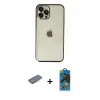 ieg™ iPhone 12 Pro Max Kılıf Vadi Minimal - Siyah 18D Cam Ekran Koruyucu + Renkli Kamera Lens Koruma Cam - PE