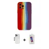 ieg™ iPhone 12 Pro Max Kılıf Yadigar Çizgi - Siyah Joko 5D Cam + Shine Kamera Lens - LT