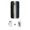 ieg™ iPhone 12 Pro Max Kılıf Yadigar Çizgi - Siyah Joko 5D Cam + Shine Kamera Lens - LT